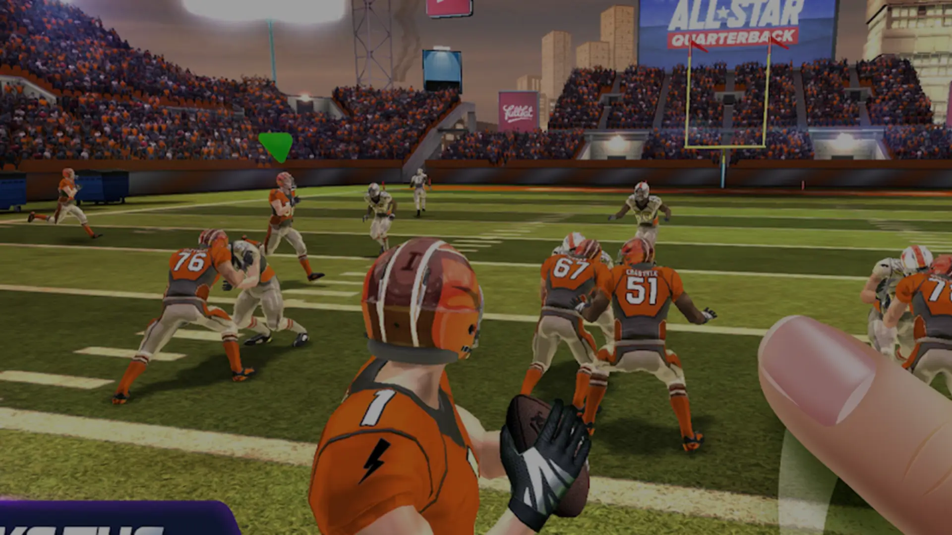 Jogada de passe no relvado em All Star Quarterback 25, um dos jogos desta edição