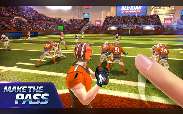 Jogada de passe em All Star Quarterback 25 vista do campo