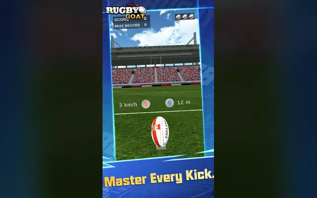 Mini-jogo de pontapé em Rugby GOAT com a bola pousada no relvado